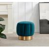 SAFAVIEH Couture Collection Maxine Glam Light Brown/Gold Channel Tufted Upholstered Ottoman (Fully Assembled)(Petrol)