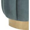 SAFAVIEH Couture Collection Maxine Glam Light Brown/Gold Channel Tufted Upholstered Ottoman (Fully Assembled)(Seafoam / Gold)