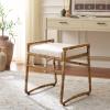 SAFAVIEH Home Collection – Iveliz Natural & White Woven Accent Ottoman Stool with Cushion, Fully Assembled (OTT6504A)(Dark Natural/White)