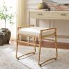 SAFAVIEH Home Collection – Iveliz Natural & White Woven Accent Ottoman Stool with Cushion, Fully Assembled (OTT6504A)(Light Natural/White)