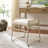 SAFAVIEH Home Collection – Iveliz Natural & White Woven Accent Ottoman Stool with Cushion, Fully Assembled (OTT6504A)(Natural/White)