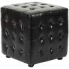 SAFAVIEH Home Collection – Kristof Black Faux Leather Tufted Ottoman Footrest, Compact Cube Design, Fully Assembled (HUD4024B)(Brown)