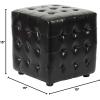 SAFAVIEH Home Collection – Kristof Black Faux Leather Tufted Ottoman Footrest, Compact Cube Design, Fully Assembled (HUD4024B)(Brown)