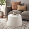SAFAVIEH Home Collection Liesel Ivory Sherpa Wide Flared Ottoman (Fully Assembled)(Ivory)