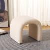 Safavieh Home Collection Kibo Modern Waterfall Cream Velvet Ottoman (Fully Assembled)(Cream Faux Shearling)