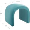 Safavieh Home Collection Kibo Modern Waterfall Cream Velvet Ottoman (Fully Assembled)(Sea Blue)