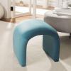 Safavieh Home Collection Kibo Modern Waterfall Cream Velvet Ottoman (Fully Assembled)(Sea Blue)