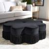 Safavieh Home Tanith Black Velvet Flower Ottoman(Black)