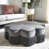 Safavieh Home Tanith Black Velvet Flower Ottoman(Dark Grey)