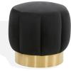 SAFAVIEH Couture Collection Maxine Glam Light Brown/Gold Channel Tufted Upholstered Ottoman (Fully Assembled)(Black/Gold)