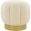 SAFAVIEH Couture Collection Maxine Glam Light Brown/Gold Channel Tufted Upholstered Ottoman (Fully Assembled)(Creme/Gold)