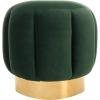 SAFAVIEH Couture Collection Maxine Glam Light Brown/Gold Channel Tufted Upholstered Ottoman (Fully Assembled)(Emerald / Gold)