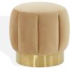 SAFAVIEH Couture Collection Maxine Glam Light Brown/Gold Channel Tufted Upholstered Ottoman (Fully Assembled)(Light Brown/Gold)