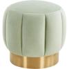 SAFAVIEH Couture Collection Maxine Glam Light Brown/Gold Channel Tufted Upholstered Ottoman (Fully Assembled)(Mint)