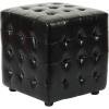 SAFAVIEH Home Collection – Kristof Black Faux Leather Tufted Ottoman Footrest, Compact Cube Design, Fully Assembled (HUD4024B)(Black)