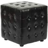 SAFAVIEH Home Collection – Kristof Black Faux Leather Tufted Ottoman Footrest, Compact Cube Design, Fully Assembled (HUD4024B)(Brown)