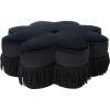Safavieh Home Tanith Black Velvet Flower Ottoman(Black)