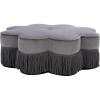 Safavieh Home Tanith Black Velvet Flower Ottoman(Dark Grey)