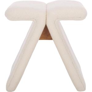 SAFAVIEH Couture Collection – Tessabella Beige Teddy Fabric Ottoman, Modern Sculptural Accent Seat, Fully Assembled (SFV5799A)(Beige)