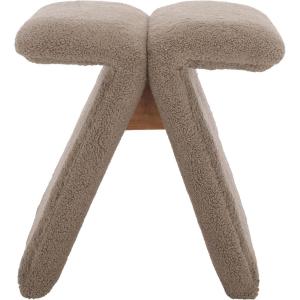 SAFAVIEH Couture Collection – Tessabella Beige Teddy Fabric Ottoman, Modern Sculptural Accent Seat, Fully Assembled (SFV5799A)(Dark Brown)