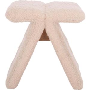 SAFAVIEH Couture Collection – Tessabella Beige Teddy Fabric Ottoman, Modern Sculptural Accent Seat, Fully Assembled (SFV5799A)(Ivory)