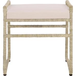 SAFAVIEH Home Collection – Iveliz Natural & White Woven Accent Ottoman Stool with Cushion, Fully Assembled (OTT6504A)(Natural/White)