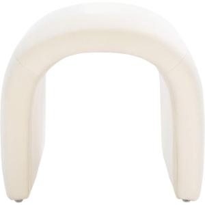 Safavieh Home Collection Kibo Modern Waterfall Cream Velvet Ottoman (Fully Assembled)(Cream)