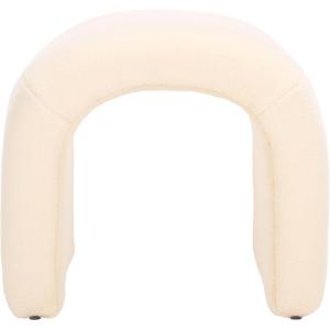 Safavieh Home Collection Kibo Modern Waterfall Cream Velvet Ottoman (Fully Assembled)(Cream Faux Shearling)