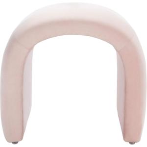 Safavieh Home Collection Kibo Modern Waterfall Cream Velvet Ottoman (Fully Assembled)(Light Pink)