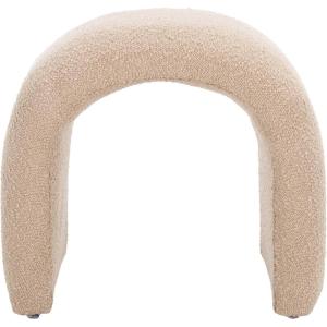Safavieh Home Collection Kibo Modern Waterfall Cream Velvet Ottoman (Fully Assembled)(Tan)