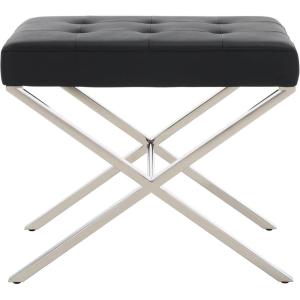 Safavieh Home Collection Sienna Modern Glam Black Ottoman(Black)