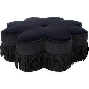 Safavieh Home Tanith Black Velvet Flower Ottoman(Black)