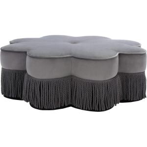 Safavieh Home Tanith Black Velvet Flower Ottoman(Dark Grey)