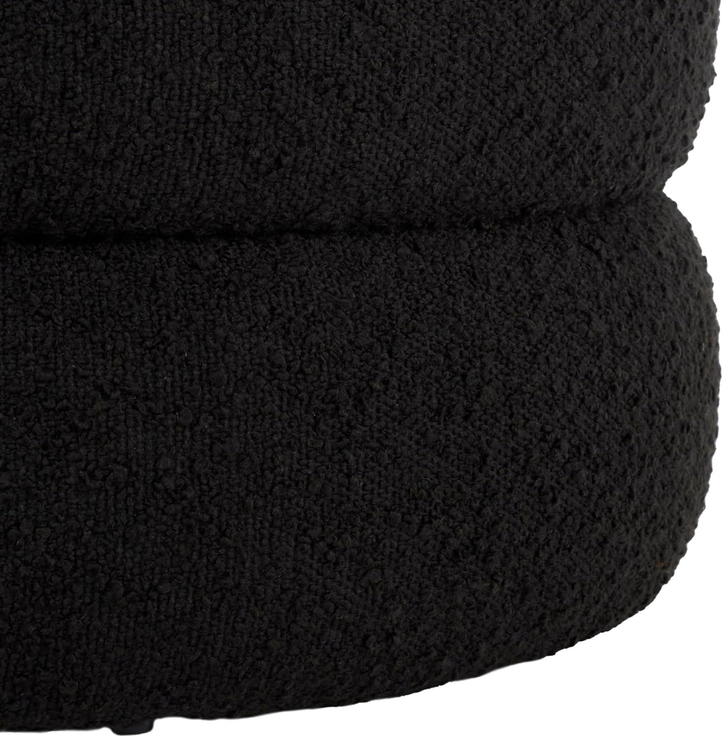 image:imageSAFAVIEH Home Collection Ryth Black Boucle Ottoman Round Upholstered Accent Stool for Living Room or Bedroom Fully Assembled OTT3401FBlack