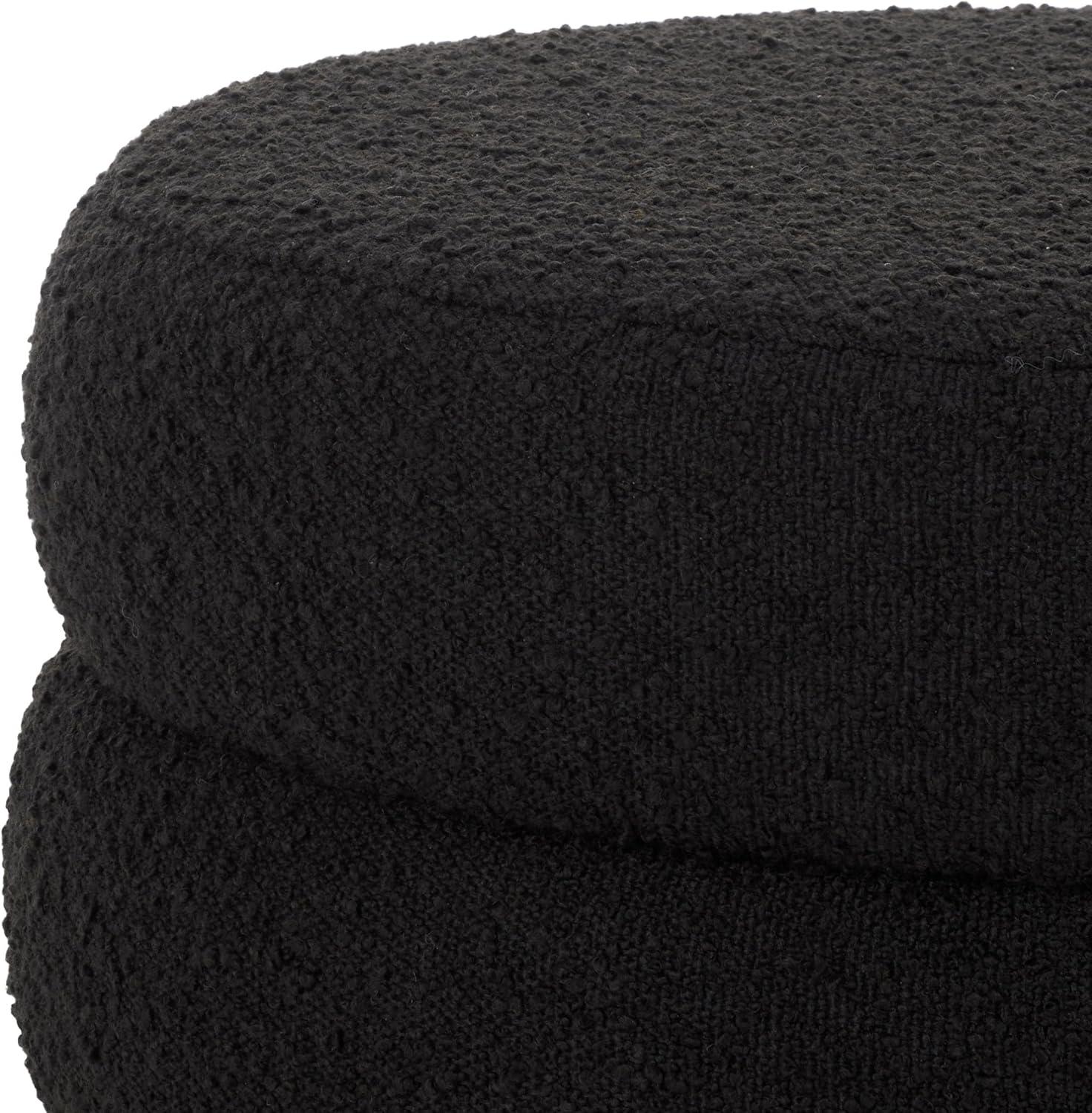 image:imageSAFAVIEH Home Collection Ryth Black Boucle Ottoman Round Upholstered Accent Stool for Living Room or Bedroom Fully Assembled OTT3401FBlack