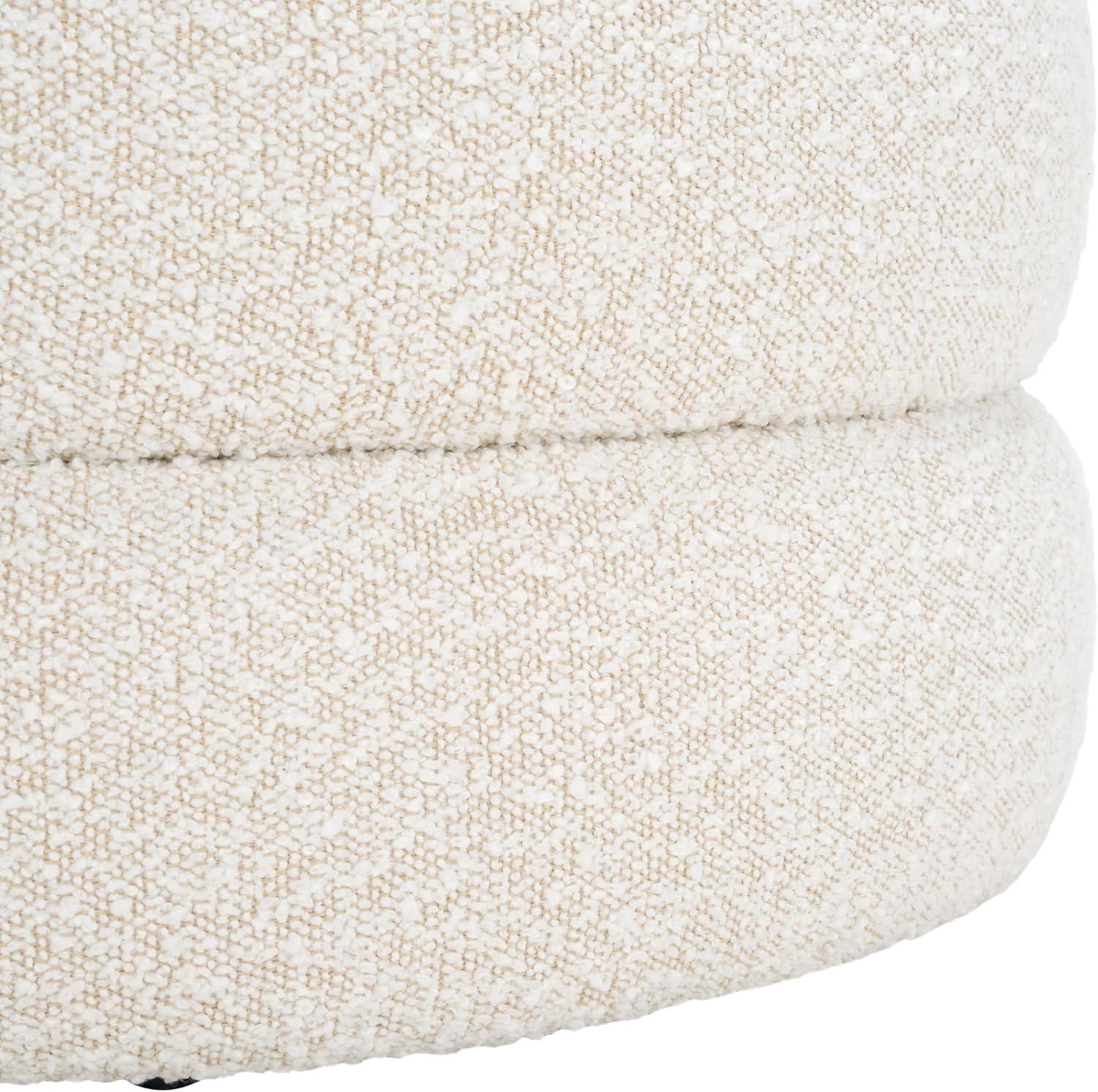 image:imageSAFAVIEH Home Collection Ryth Black Boucle Ottoman Round Upholstered Accent Stool for Living Room or Bedroom Fully Assembled OTT3401FLight Beige
