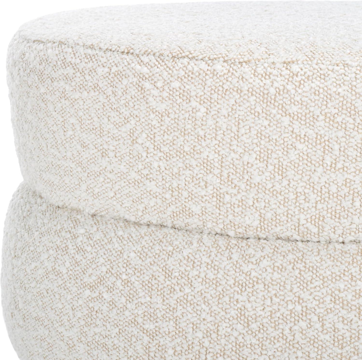image:imageSAFAVIEH Home Collection Ryth Black Boucle Ottoman Round Upholstered Accent Stool for Living Room or Bedroom Fully Assembled OTT3401FLight Beige