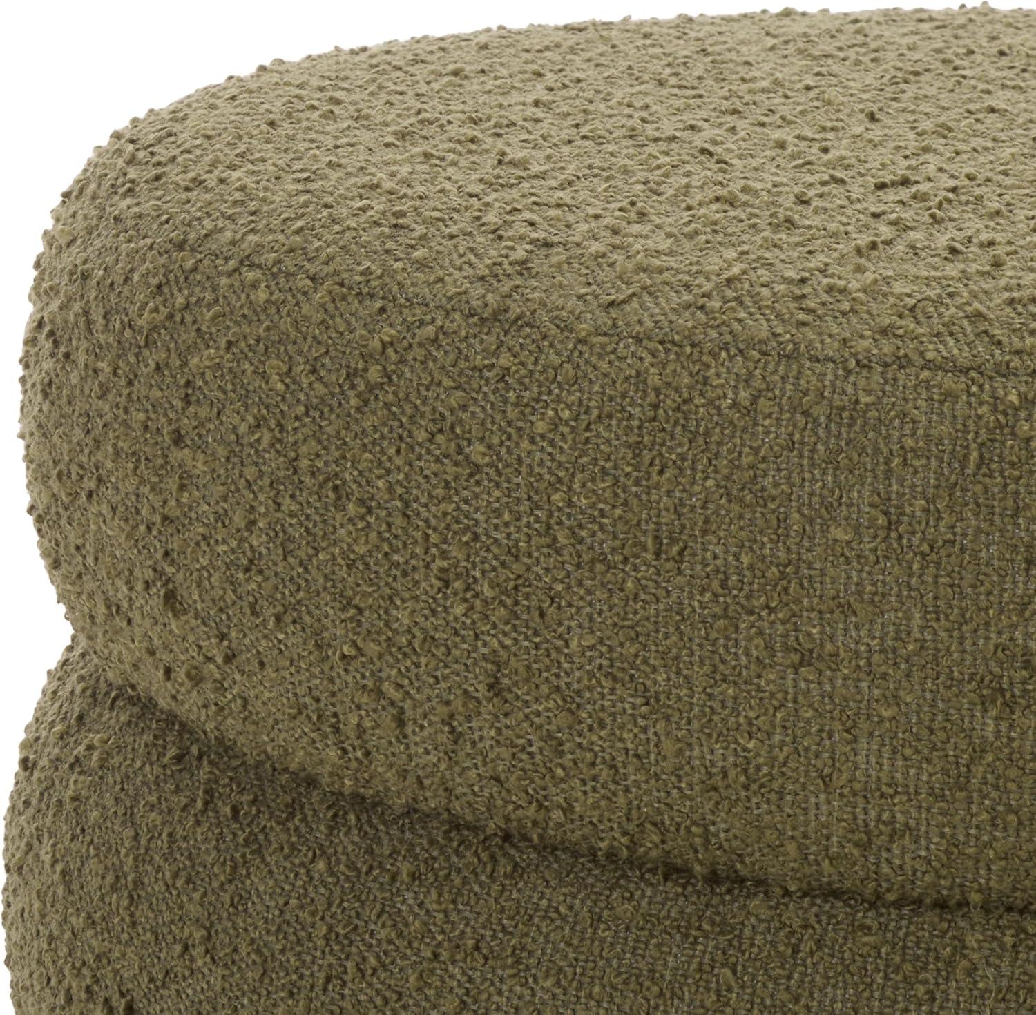 image:imageSAFAVIEH Home Collection Ryth Black Boucle Ottoman Round Upholstered Accent Stool for Living Room or Bedroom Fully Assembled OTT3401FOlive