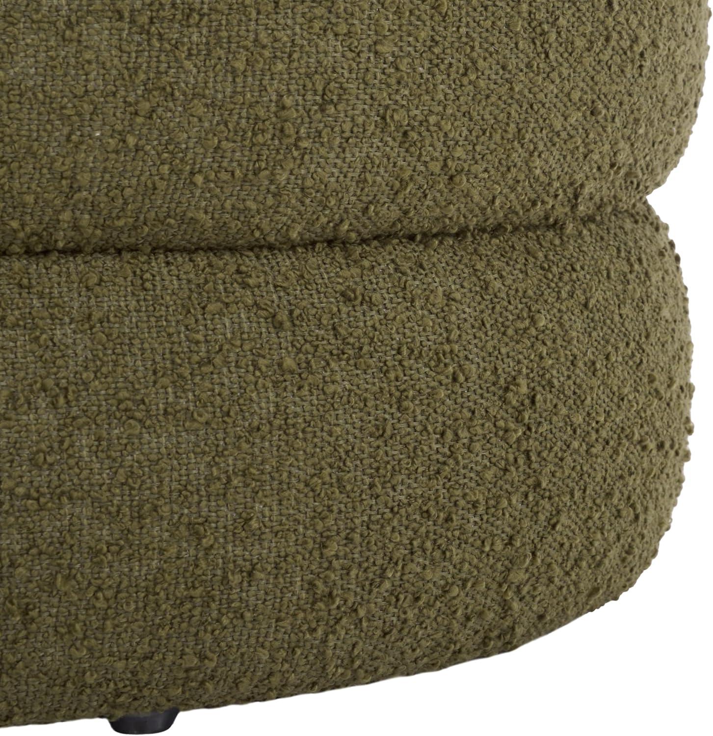 image:imageSAFAVIEH Home Collection Ryth Black Boucle Ottoman Round Upholstered Accent Stool for Living Room or Bedroom Fully Assembled OTT3401FOlive