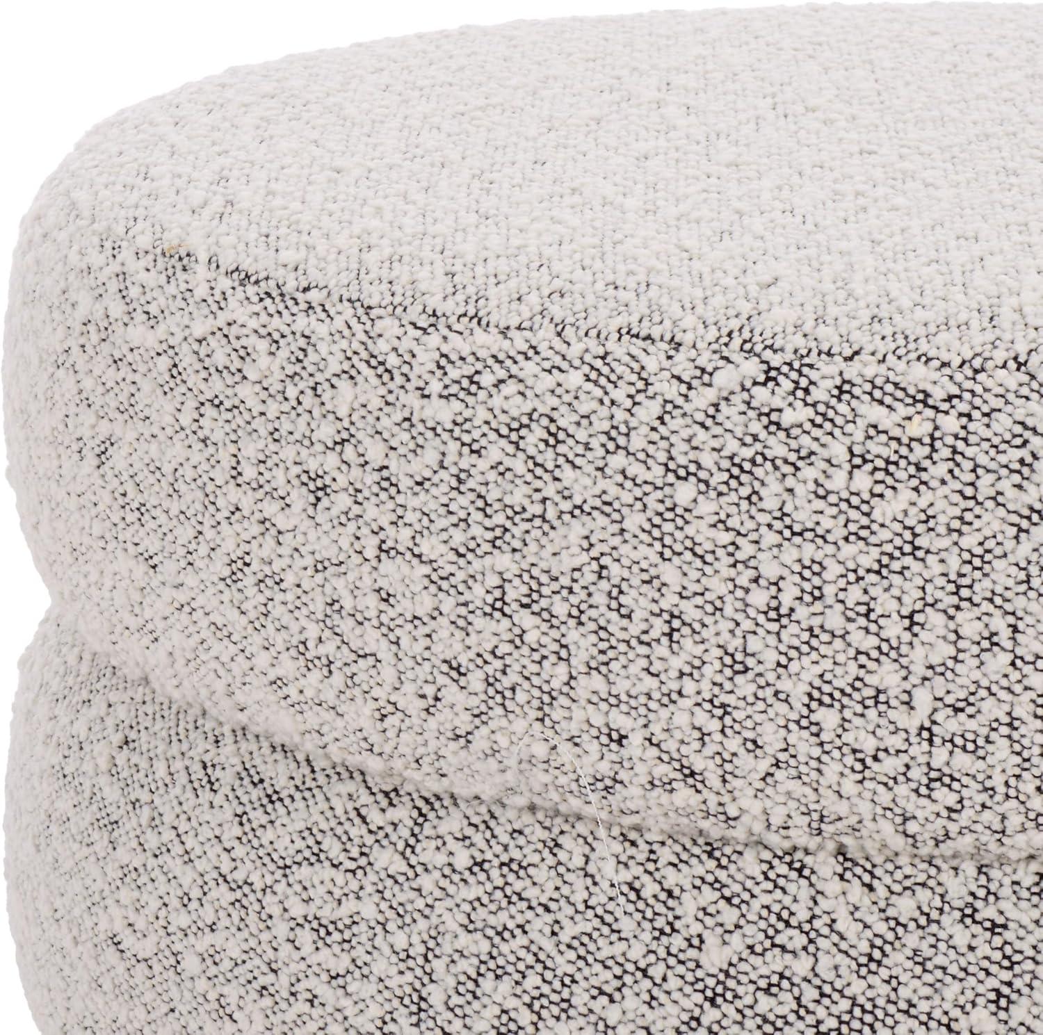 image:imageSAFAVIEH Home Collection Ryth Black Boucle Ottoman Round Upholstered Accent Stool for Living Room or Bedroom Fully Assembled OTT3401FWhiteBlack