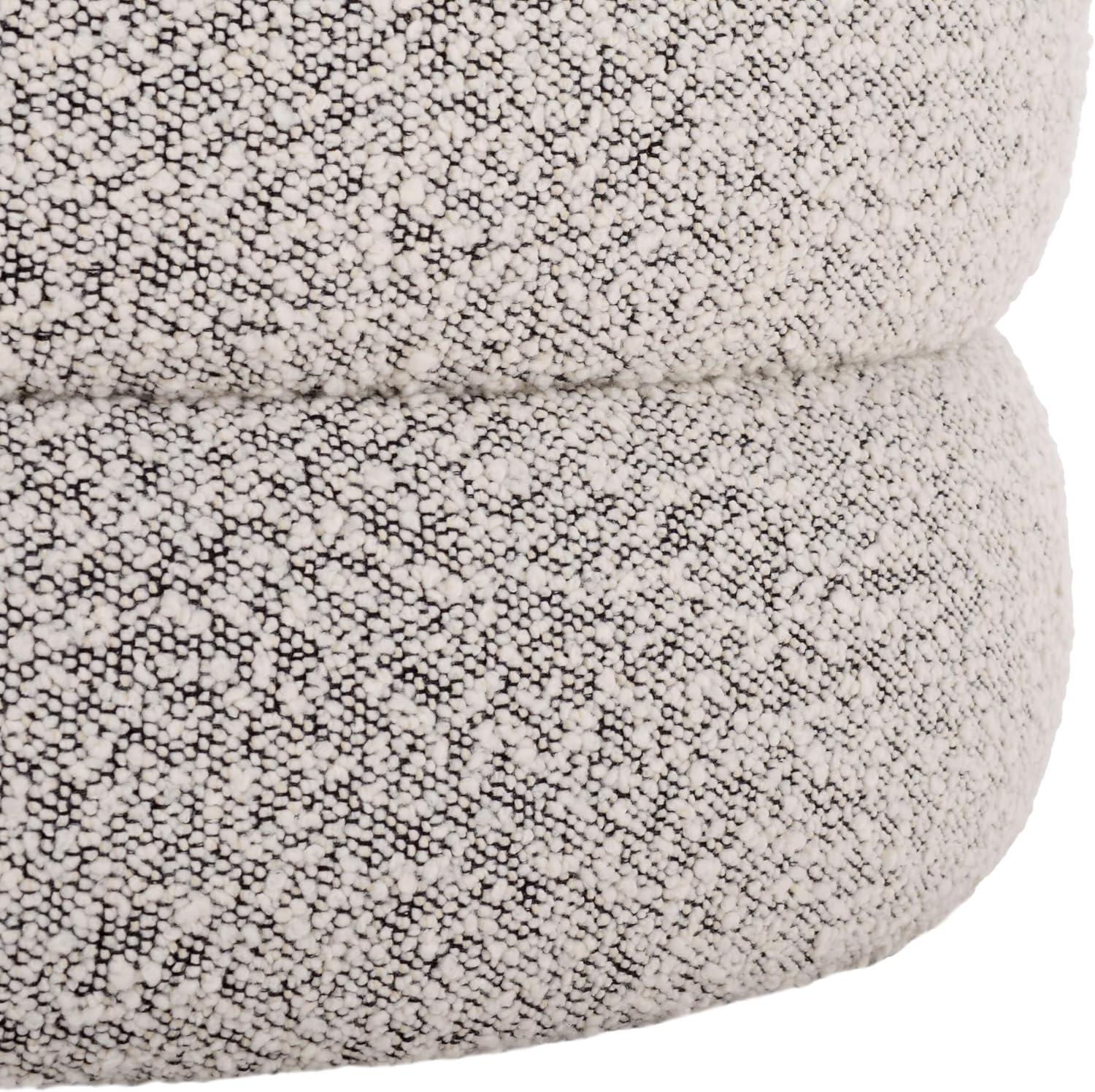 image:imageSAFAVIEH Home Collection Ryth Black Boucle Ottoman Round Upholstered Accent Stool for Living Room or Bedroom Fully Assembled OTT3401FWhiteBlack