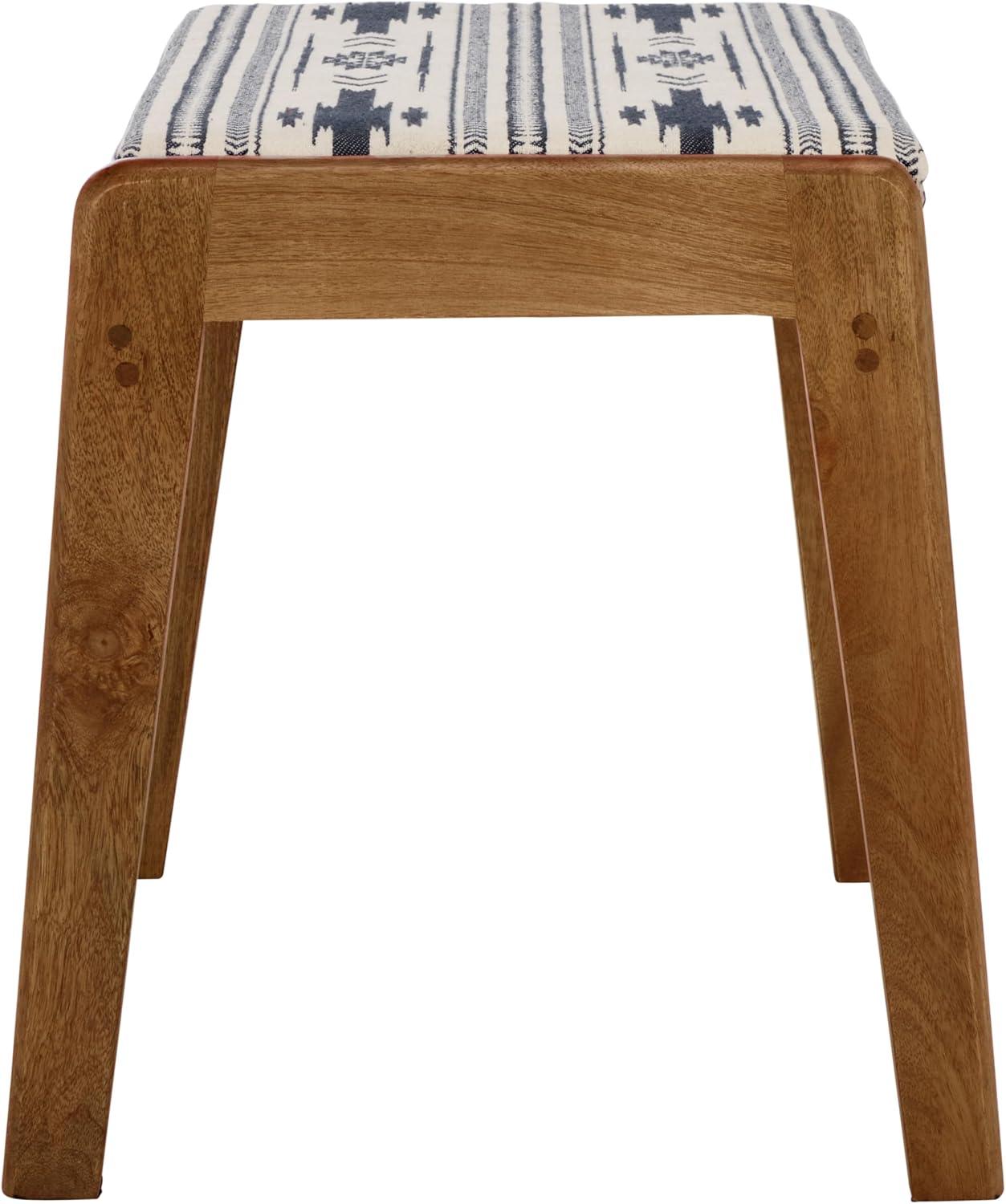 image:imageSAFAVIEH Home Collection Ute Boho Tribal Navy amp White Upholstered Cushion Ottoman with Natural Wood Frame Footrest Accent Seat Fully Assembled OTT3700ANavy WhiteNatural