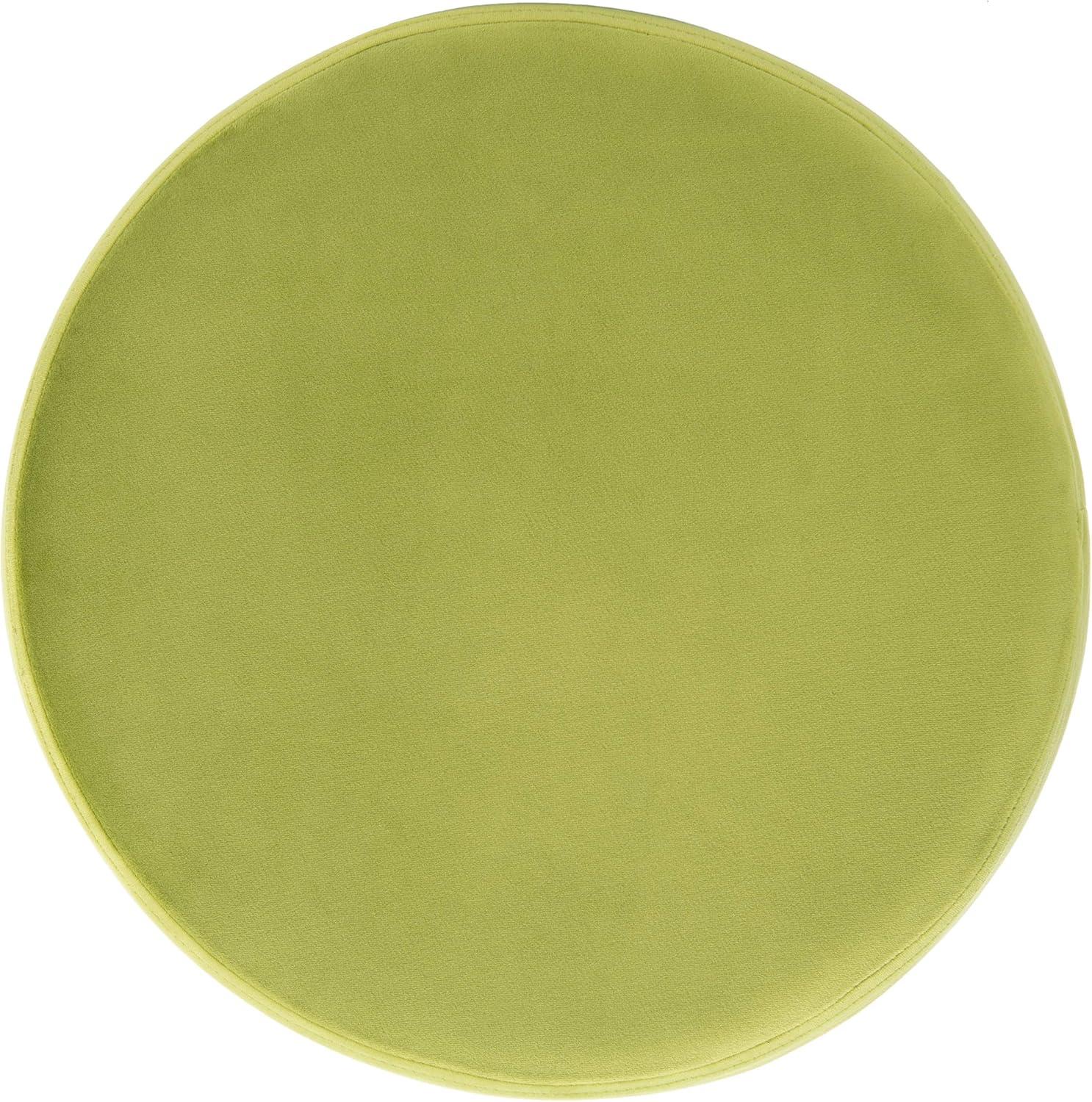image:imageSAFAVIEH Home Collection Abrea Steel Blue Velvet and Gold Round OttomanPear Gold