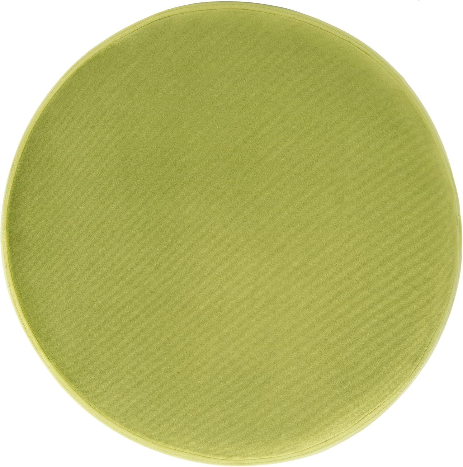 image:imageSAFAVIEH Home Collection Abrea Steel Blue Velvet and Gold Round OttomanPear Gold