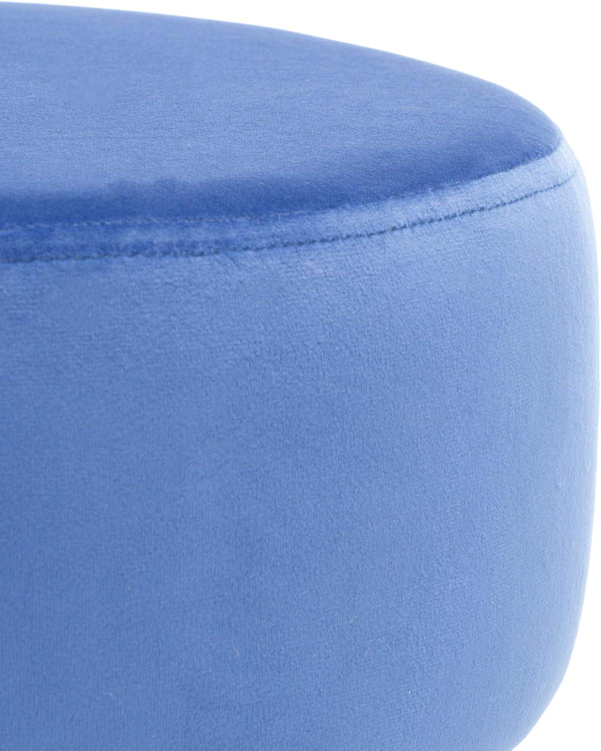 image:imageSAFAVIEH Home Collection Abrea Steel Blue Velvet and Gold Round OttomanSteel Blue Gold