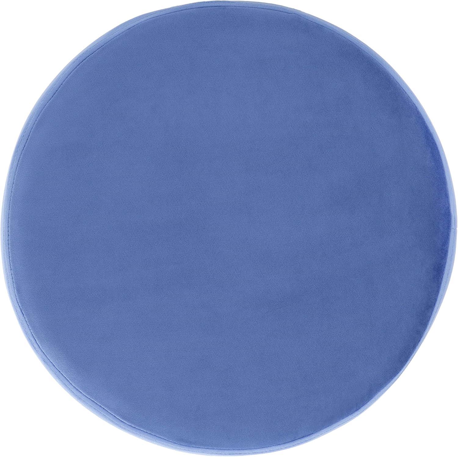image:imageSAFAVIEH Home Collection Abrea Steel Blue Velvet and Gold Round OttomanSteel Blue Gold