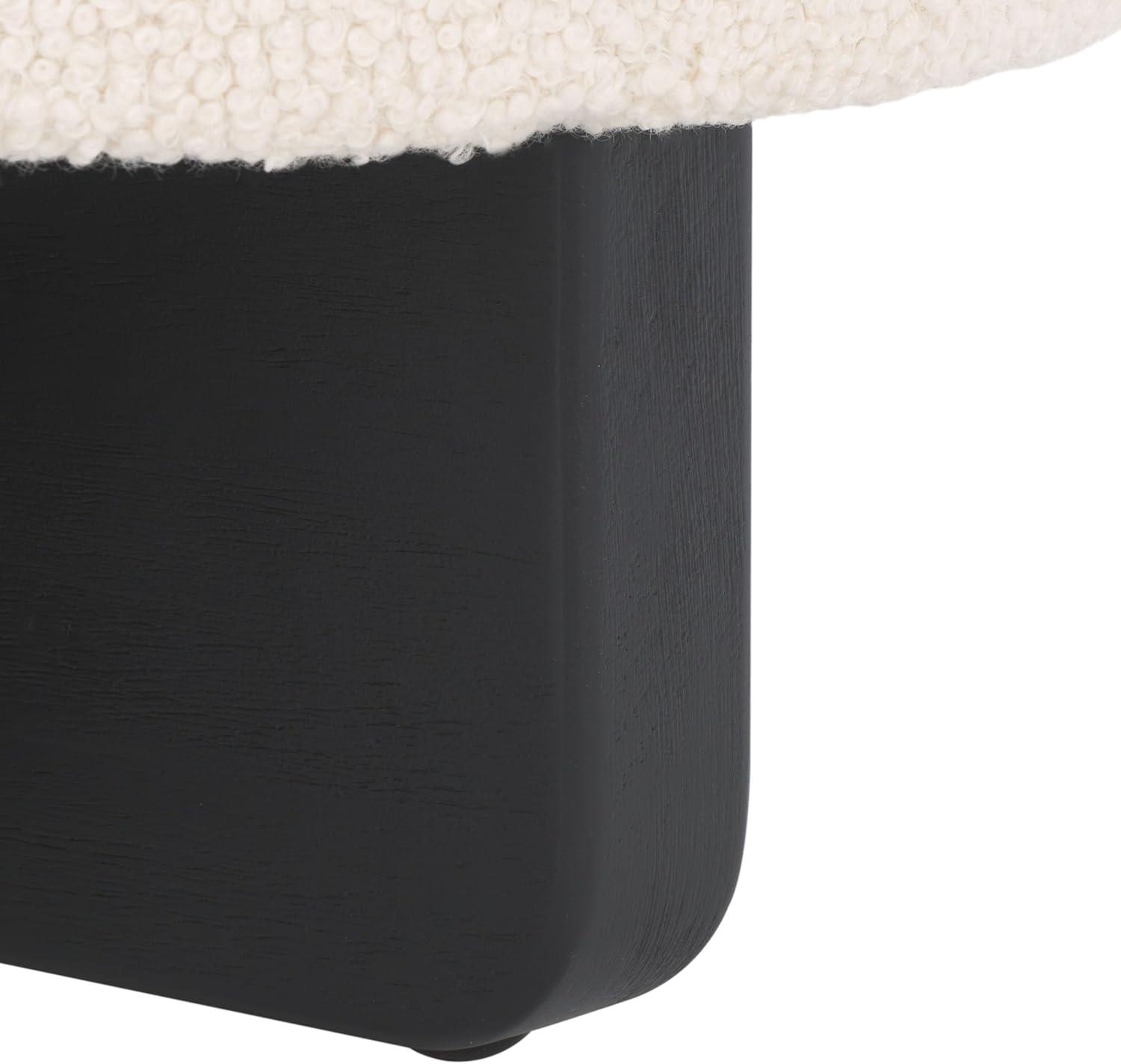 image:imageSAFAVIEH Home Collection Alistair OffWhite BoucleBlack Solid Wood Round Ottoman Fully AssembledOff WhiteBlack