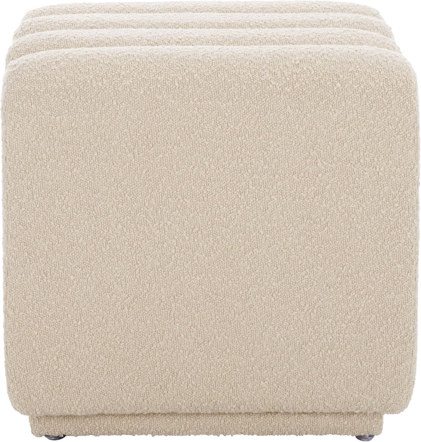 image:imageSAFAVIEH Home Collection Joseph Brown Boucle Channel Tufted Square Ottoman Seat Foot Rest Fully AssembledBeige