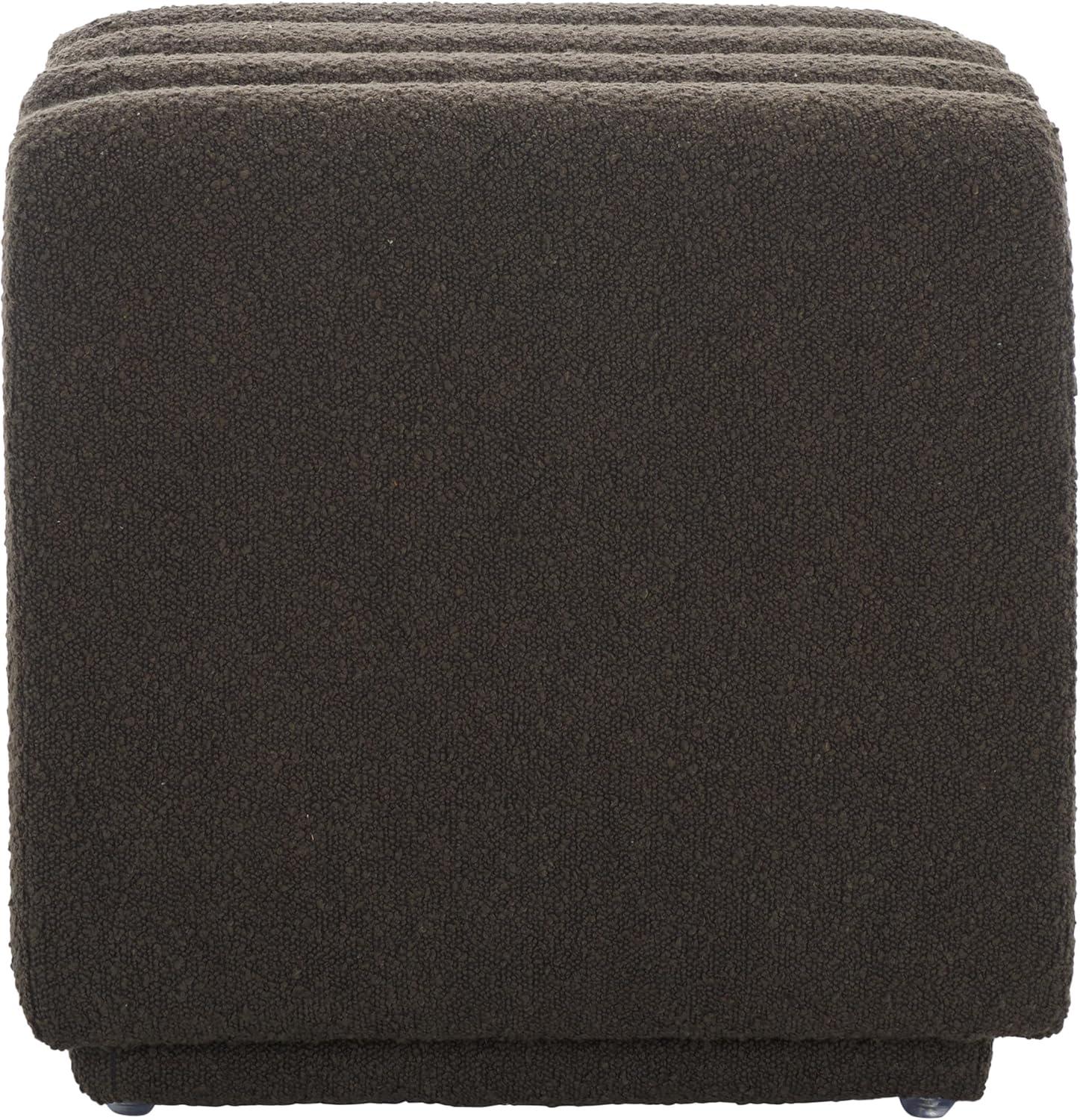 image:imageSAFAVIEH Home Collection Joseph Brown Boucle Channel Tufted Square Ottoman Seat Foot Rest Fully AssembledBrown