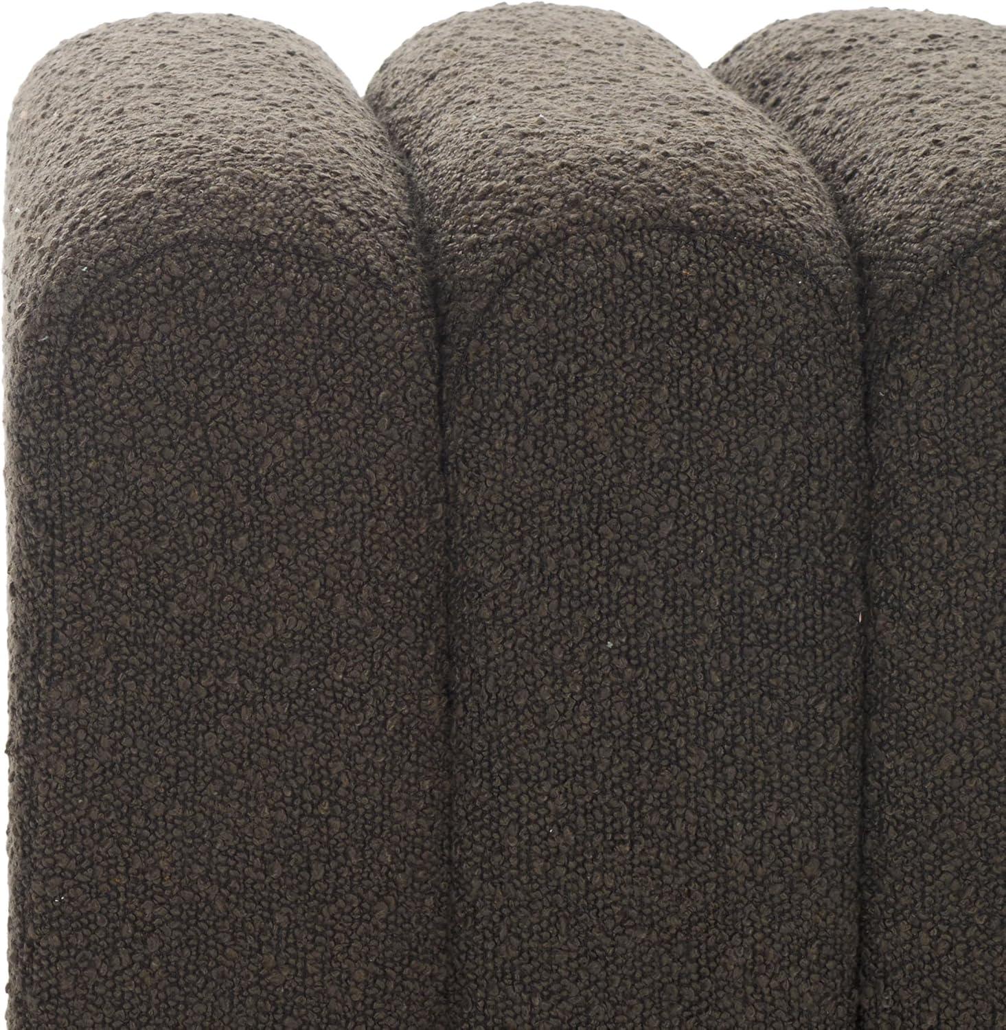 image:imageSAFAVIEH Home Collection Joseph Brown Boucle Channel Tufted Square Ottoman Seat Foot Rest Fully AssembledBrown